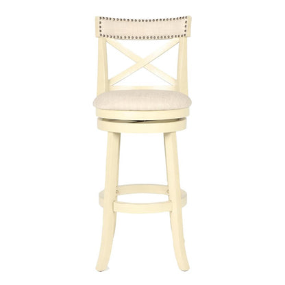 York White Solid Wood Swivel Bar Stool (Set of 2)