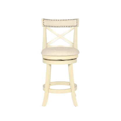 York White Solid Wood Swivel Counter Stool (Set of 2)