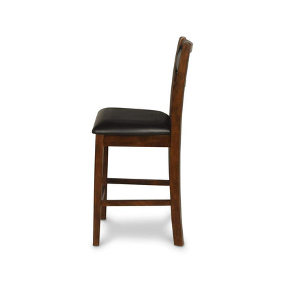 Gia Brown Wood Counter Chair with PU Seat (Set of 4)