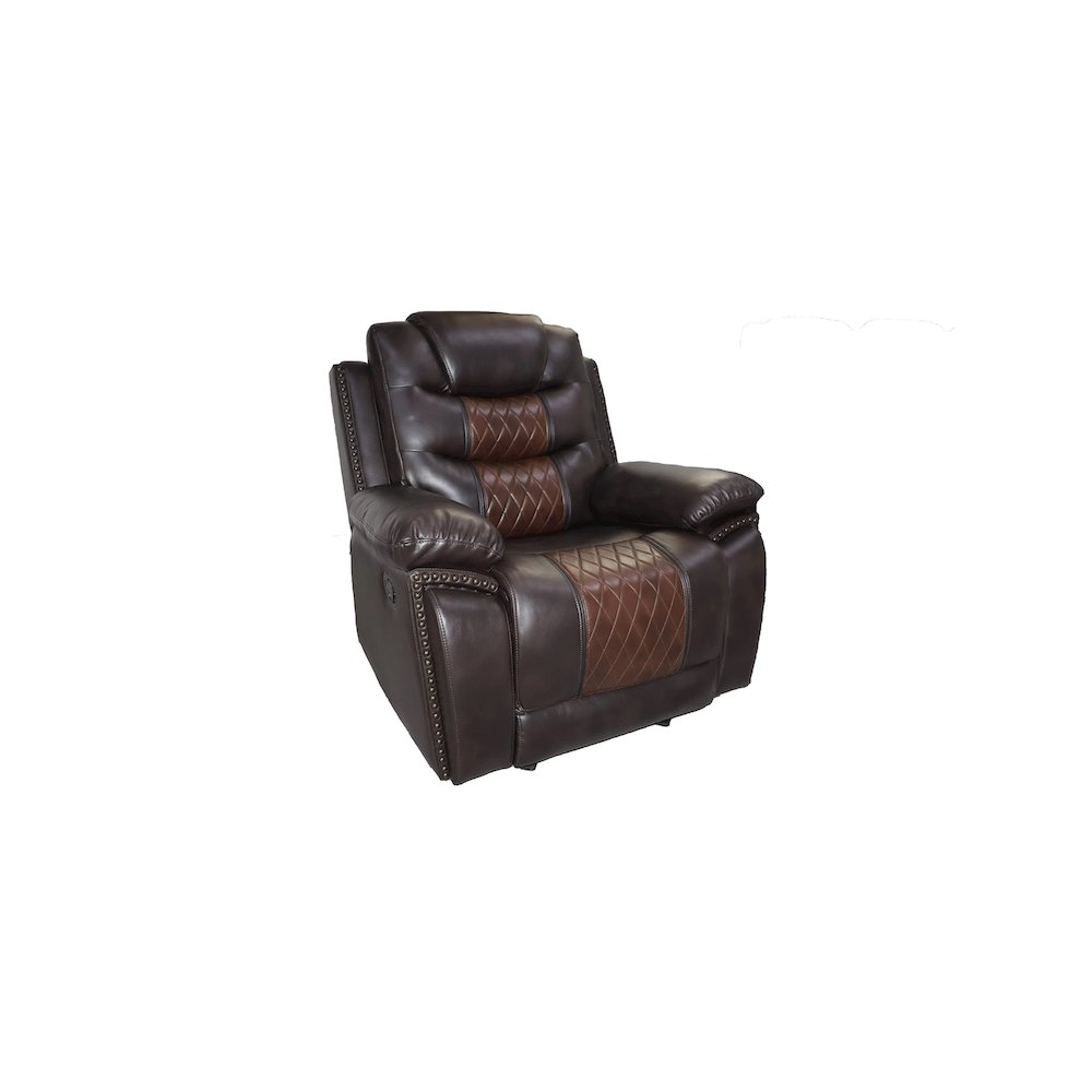 Nikko 3-Piece Faux Leather Manual Living Room Set, Brown