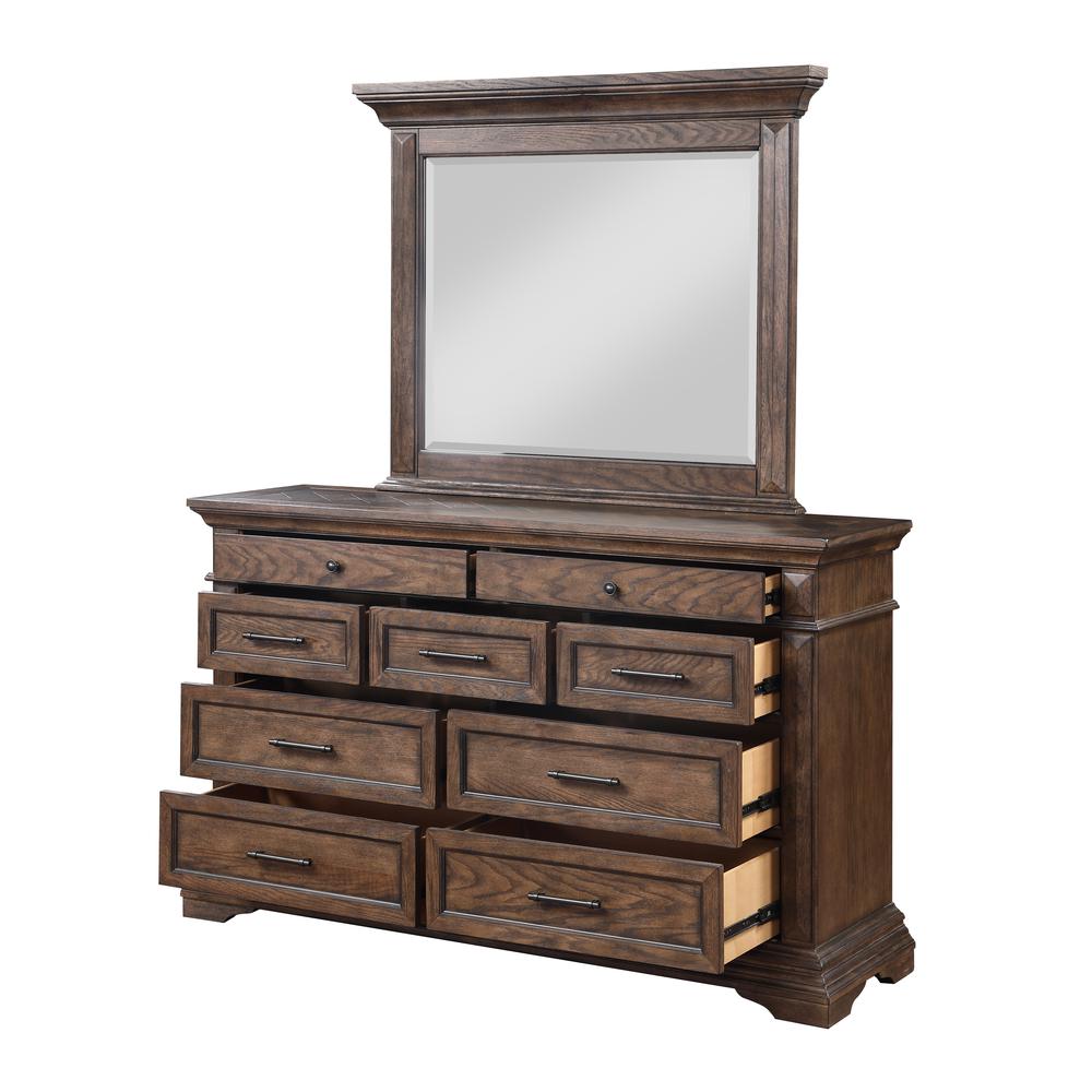 Furniture Mar Vista Solid Wood Dresser with Mirror in Brushed Walnut