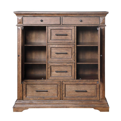 Furniture Mar Vista Solid Wood 6-Drawer Door Chest in Brushed Walnut