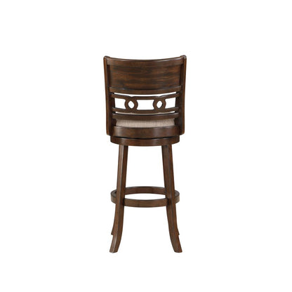 Gia 29" Solid Wood Swivel Bar Stool with Fabric Seat in Cherry