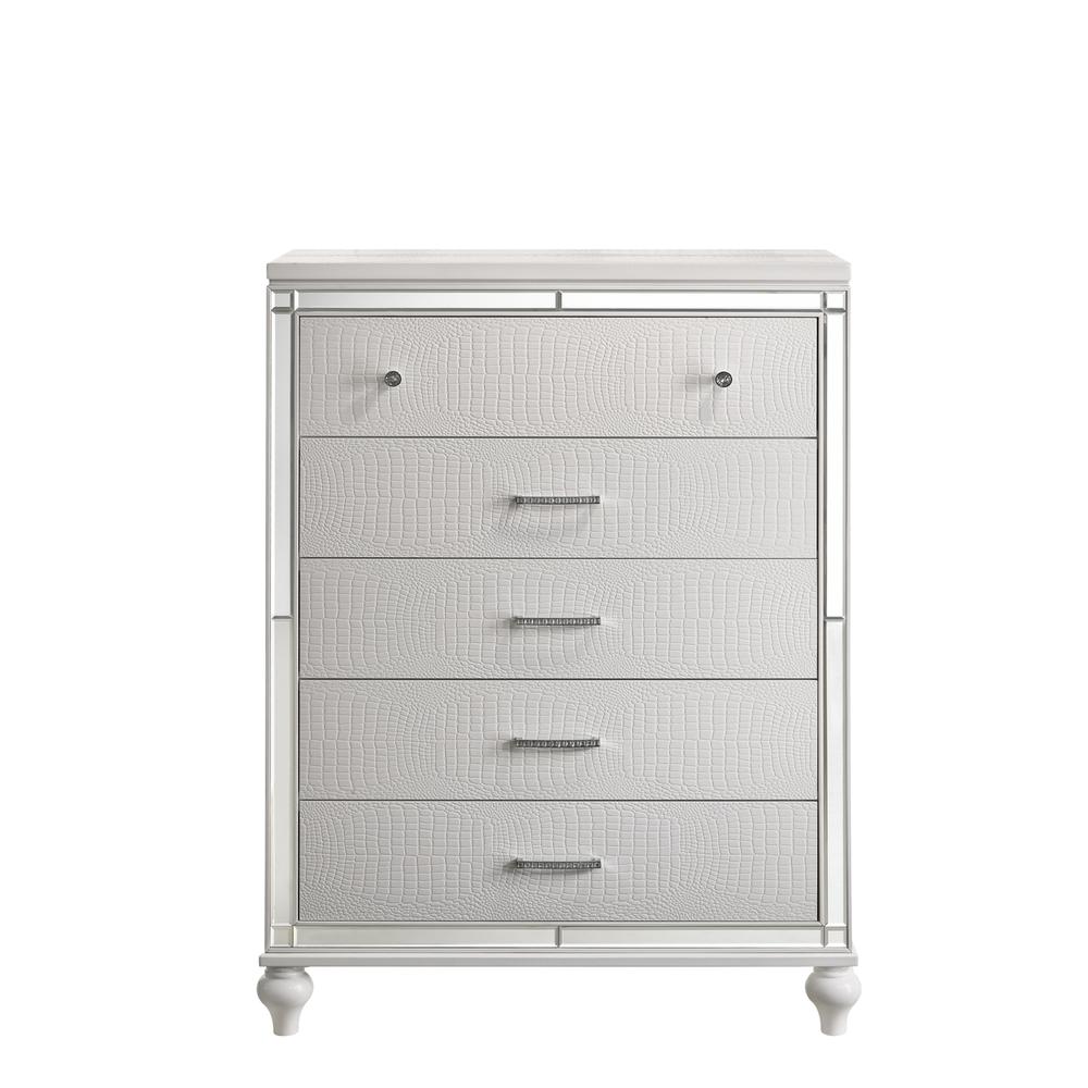 Furniture Valentine 5-Piece Solid Wood Queen Bedroom Set in White