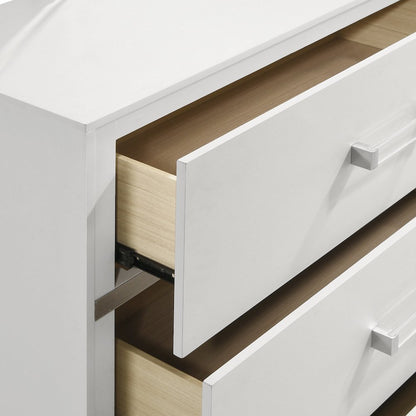 Europa 4-Piece Wood California King Bedroom Set (B/Dr/Mr/Ns), White