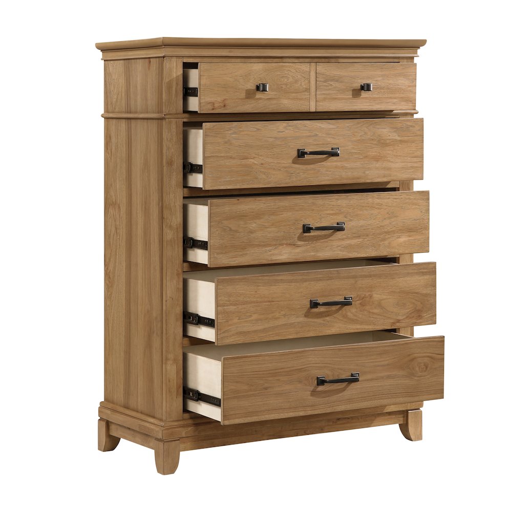 Sunstone 5-Pc Wood Queen Bedroom Set with Chest in Honey