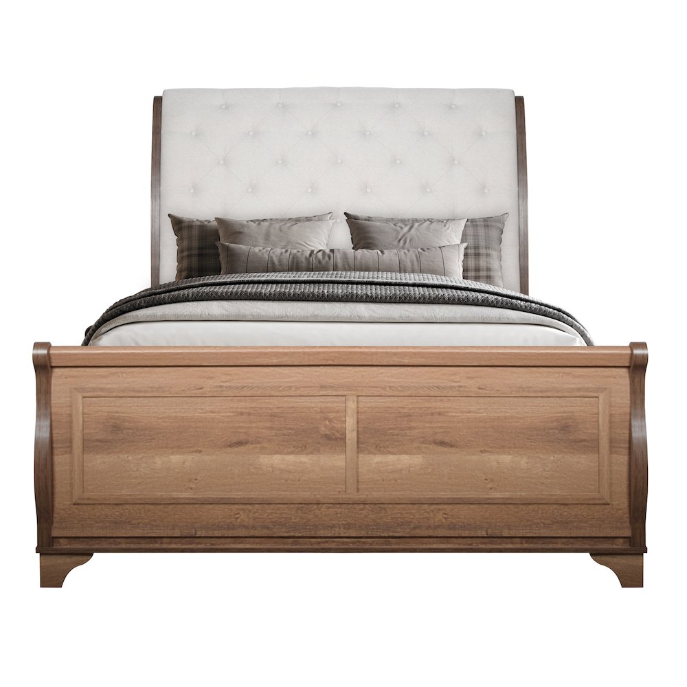 Coventry Hall 5Pc Wood King Bedroom Set, 2 Nightstands in Pecan