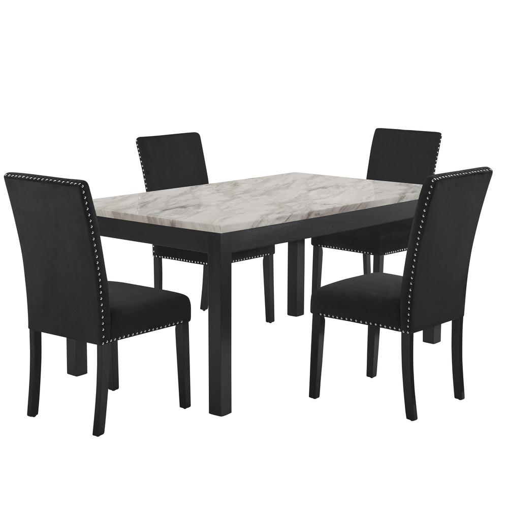 Furniture Celeste Wood Dining Table with Faux Marble Top in Espresso