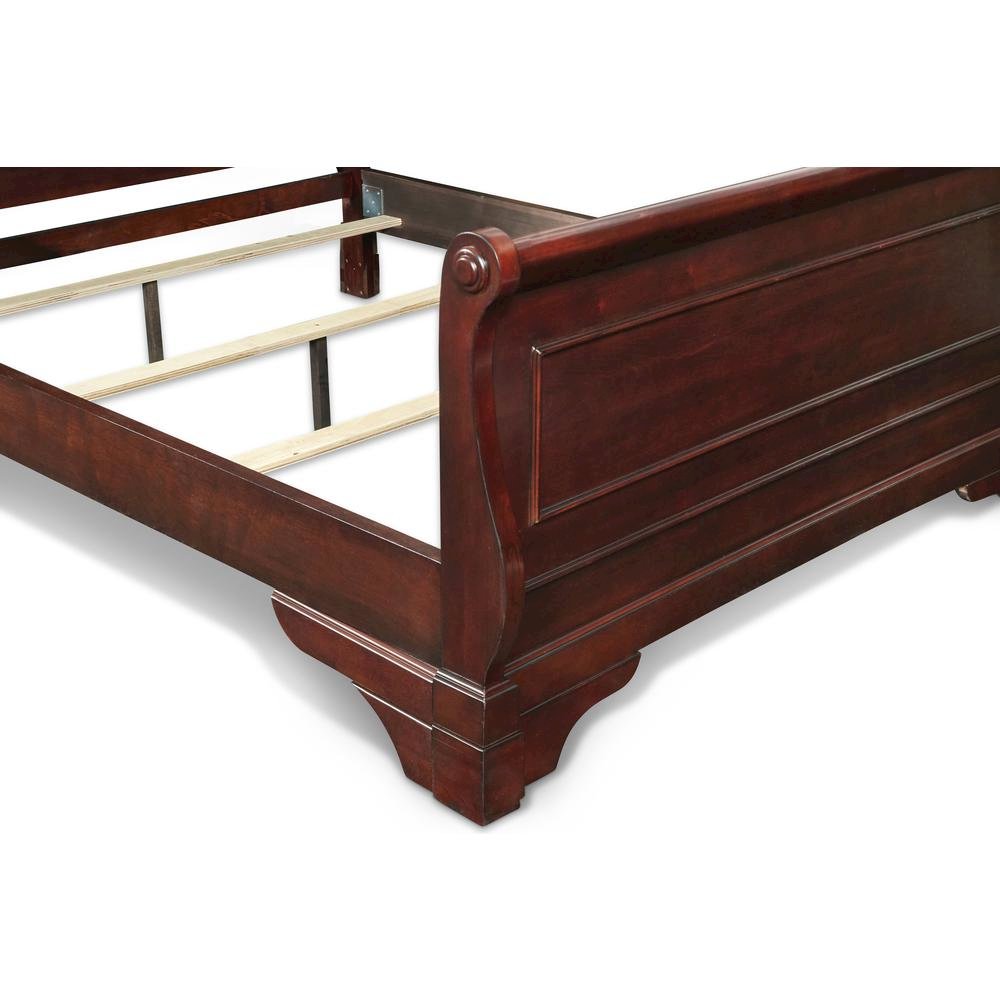 Brown Cherry Farmhouse Full Size Bed Frame with Elegant Wooden Headboard