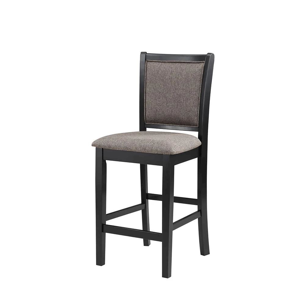 Black Round Dining Table with 4 Chairs, Solid Wood Dinner Table Set