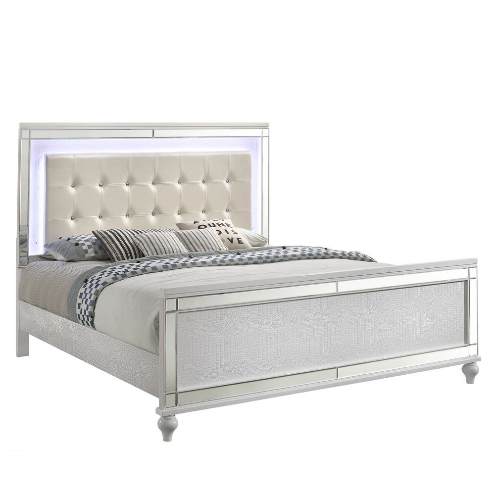 Modern White Bedroom Furniture Set Queen Size 4 Piece with Bed and Storage