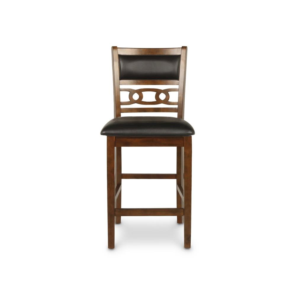 Brown Wood Dining Chairs Set Of 2, Faux Leather Farmhouse Style Dining Chairs
