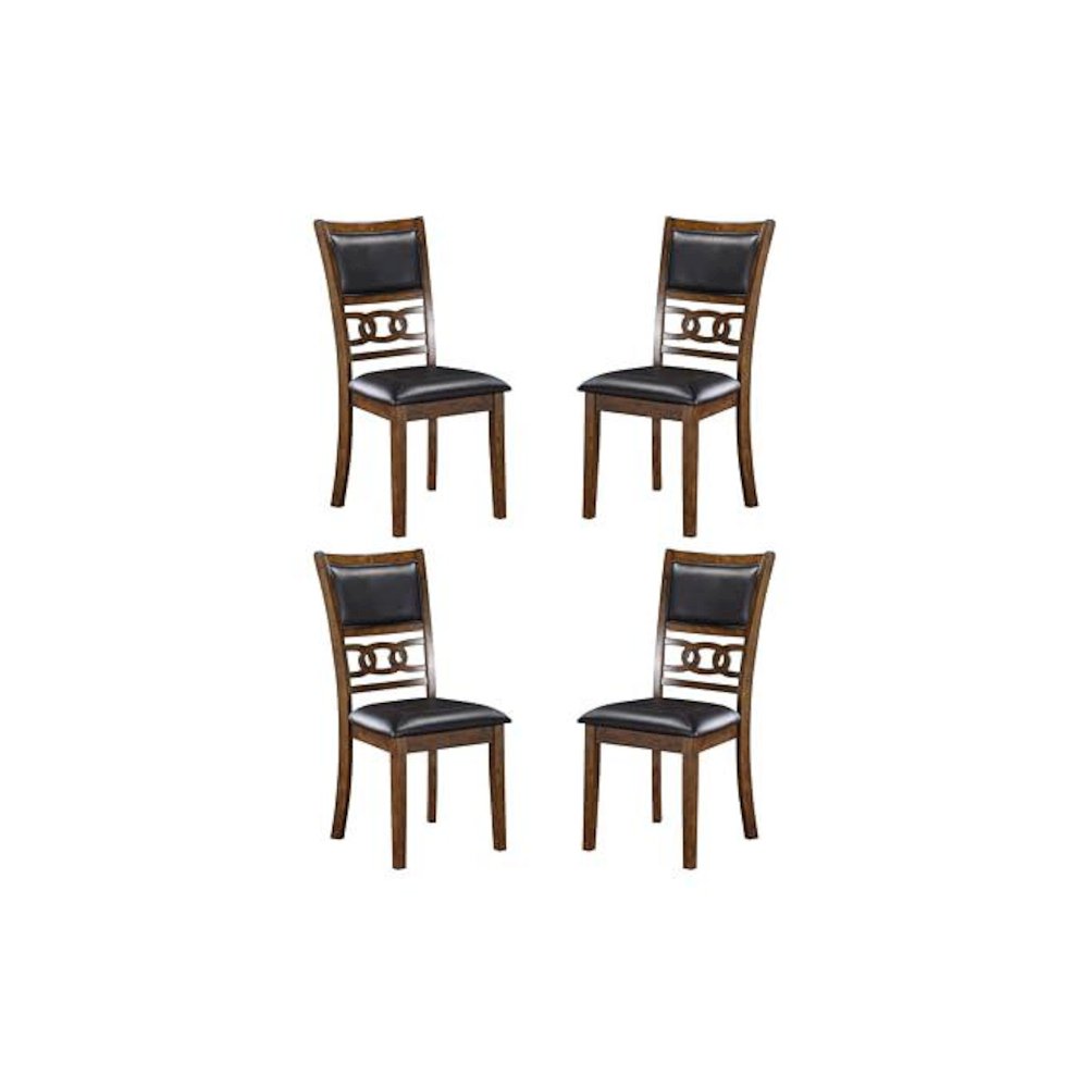 Gia Ebony Wood Dining Chair with PU Seat (Set of 4)