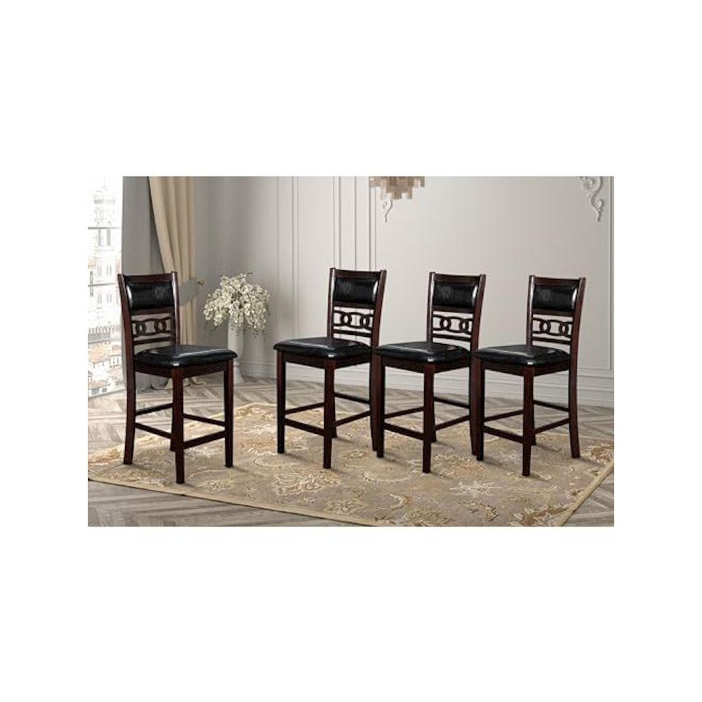 Gia Ebony Wood Counter Chair with PU Seat (Set of 4)