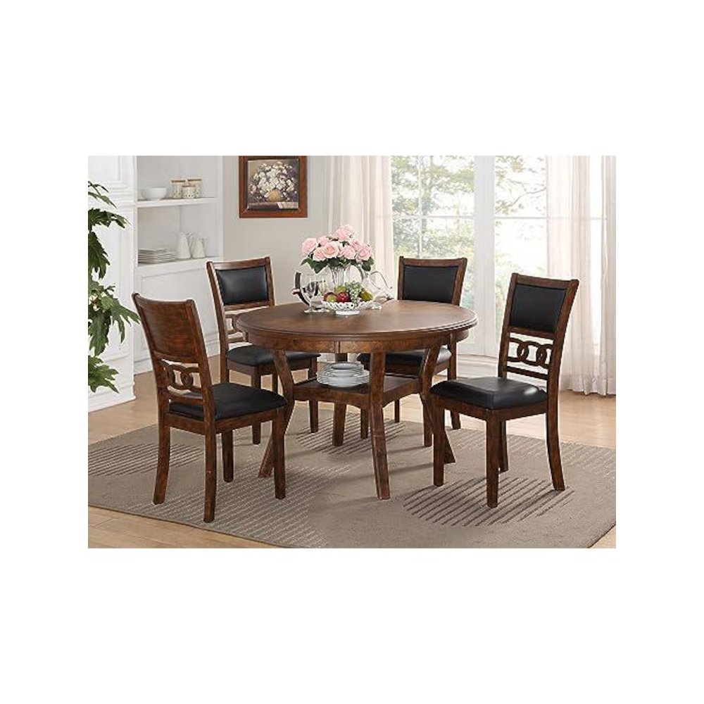 Gia Ebony Wood Dining Chair with PU Seat (Set of 4)