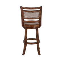 Rustic Farmhouse Dark Brown Swivel Wood Bar Stool With Comfortable Back