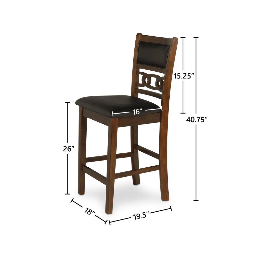 Brown Wood Dining Chairs Set Of 2, Faux Leather Farmhouse Style Dining Chairs