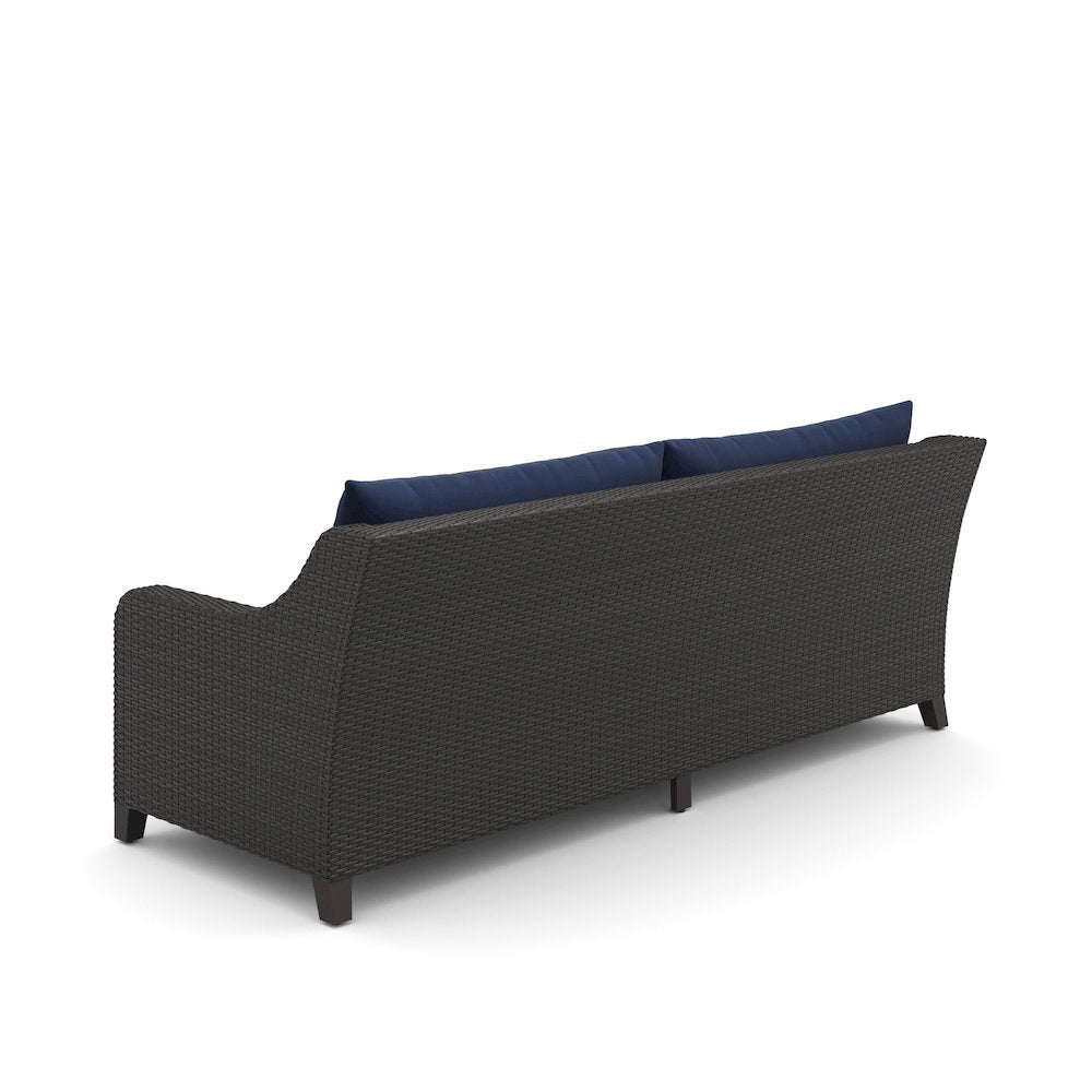 Outdoor Loveseat with Slatted Table, Patio Furniture Set of 2 with Blue Cushions
