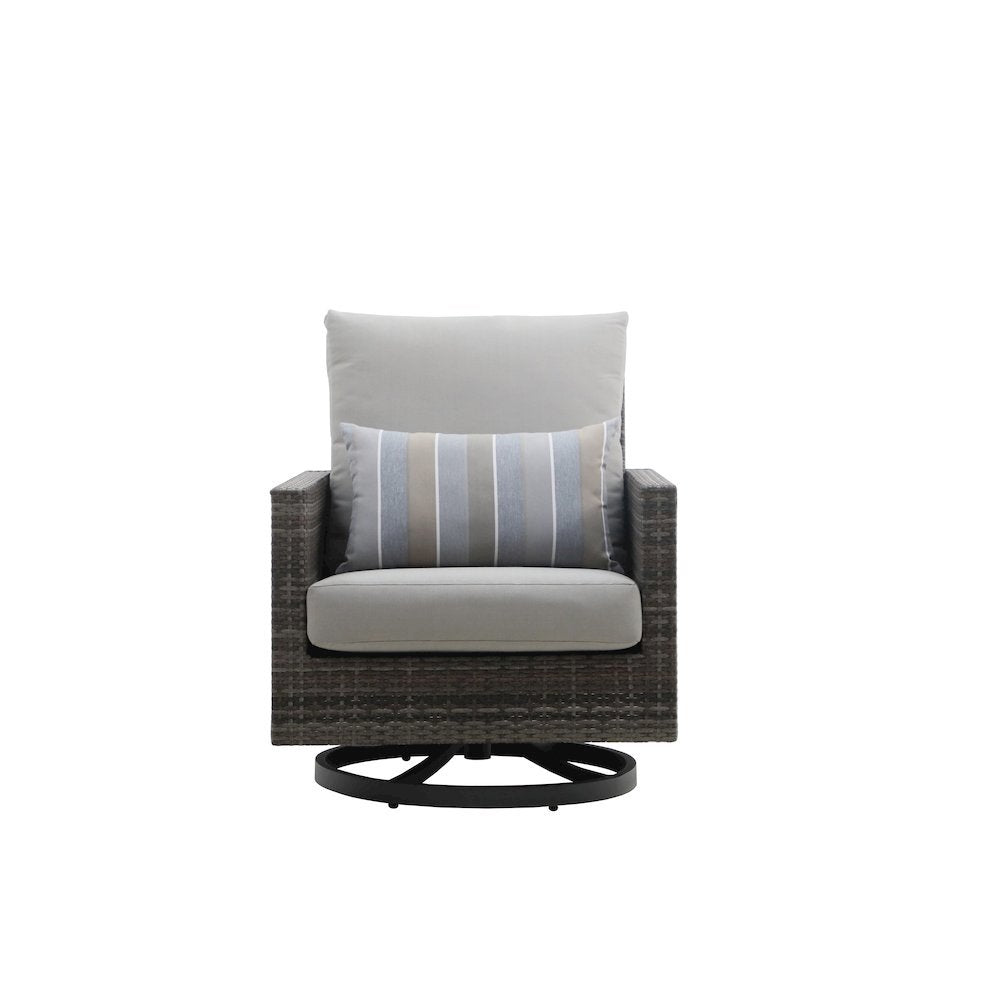 Gray Outdoor Swivel Chairs Set of 2, Wicker Patio Club Seating Pair