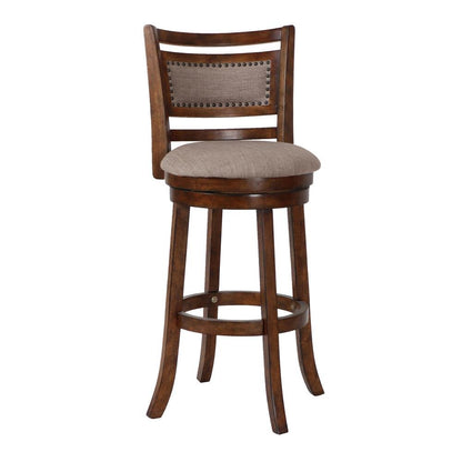 Rustic Farmhouse Dark Brown Swivel Wood Bar Stool With Comfortable Back