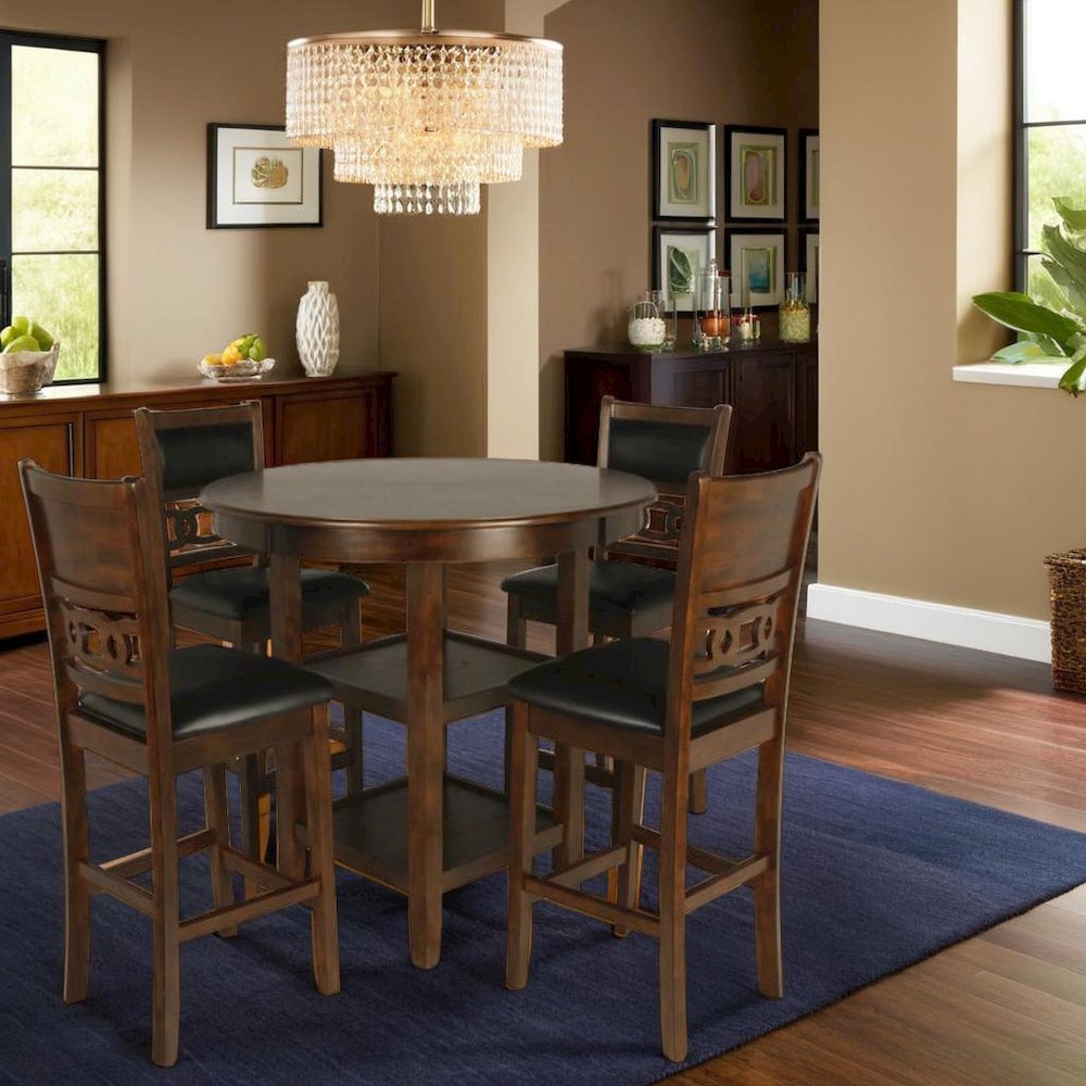 Brown 5-Piece Transitional Wood Dining Set for Elegant Dining Spaces