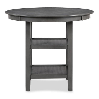 Gray Round Kitchen Table and Chairs for 4, Farmhouse 5 Piece Dining Set