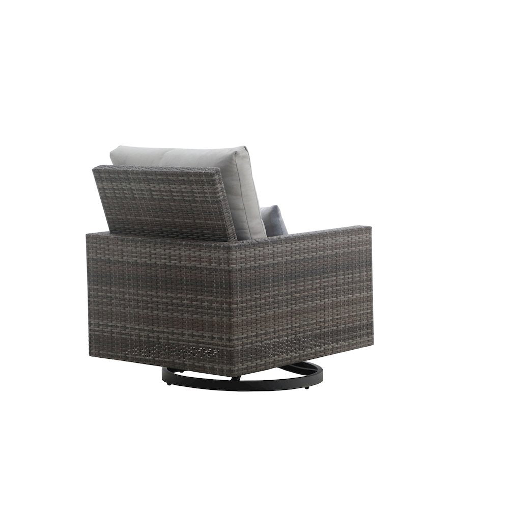 Gray Outdoor Swivel Chairs Set of 2, Wicker Patio Club Seating Pair