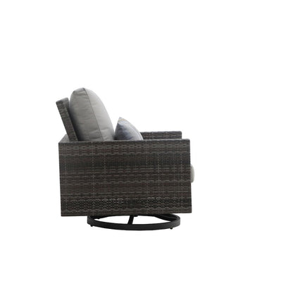 Gray Outdoor Swivel Chairs Set of 2, Wicker Patio Club Seating Pair