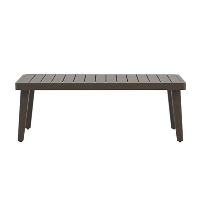 Brown Metal Outdoor Coffee Table, Rectangular Patio Coffee Table