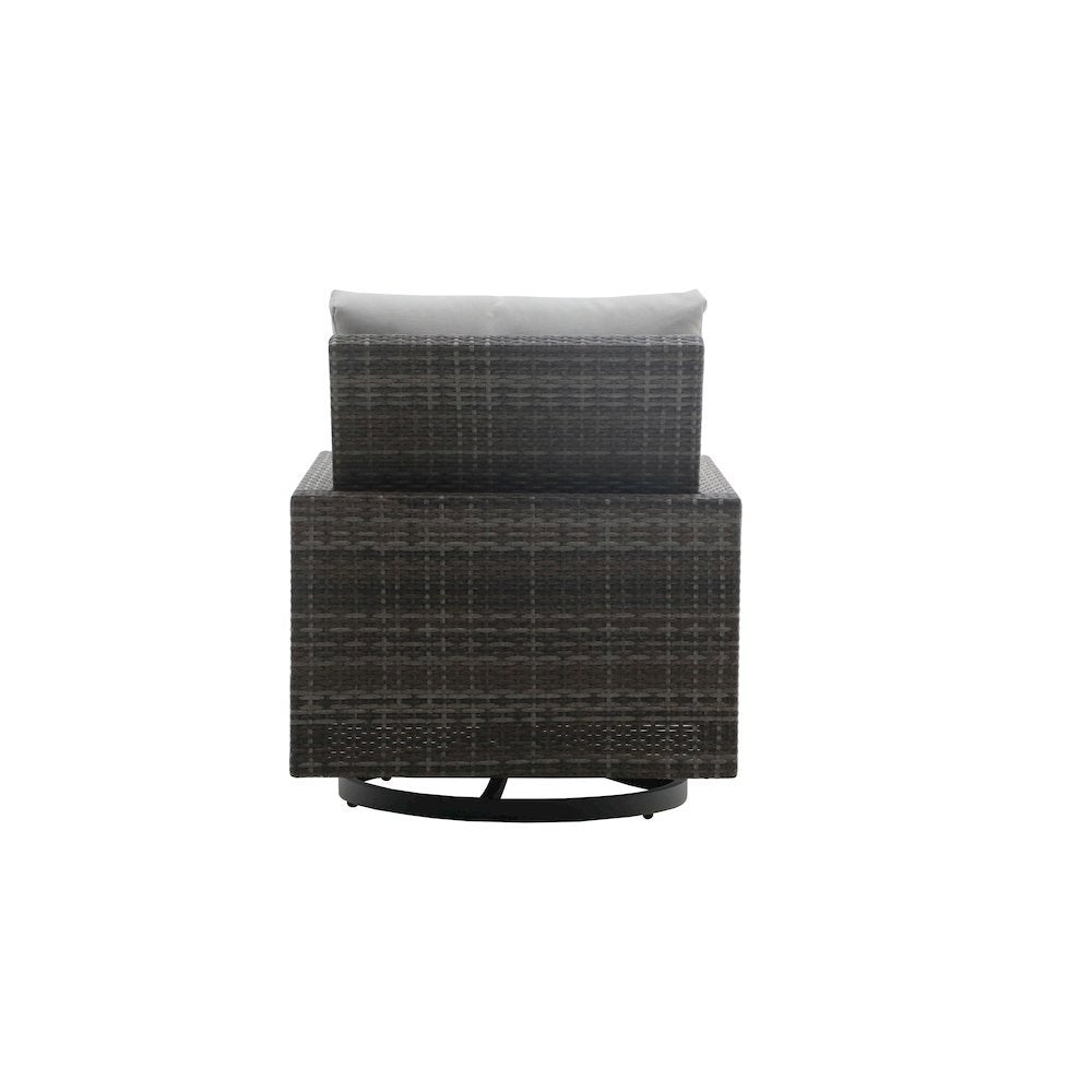 Gray Outdoor Swivel Chairs Set of 2, Wicker Patio Club Seating Pair
