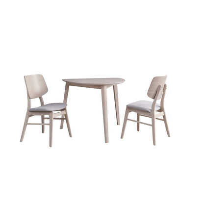 White Solid Wood Small Dining Table with 2 Chairs, Compact Corner Set