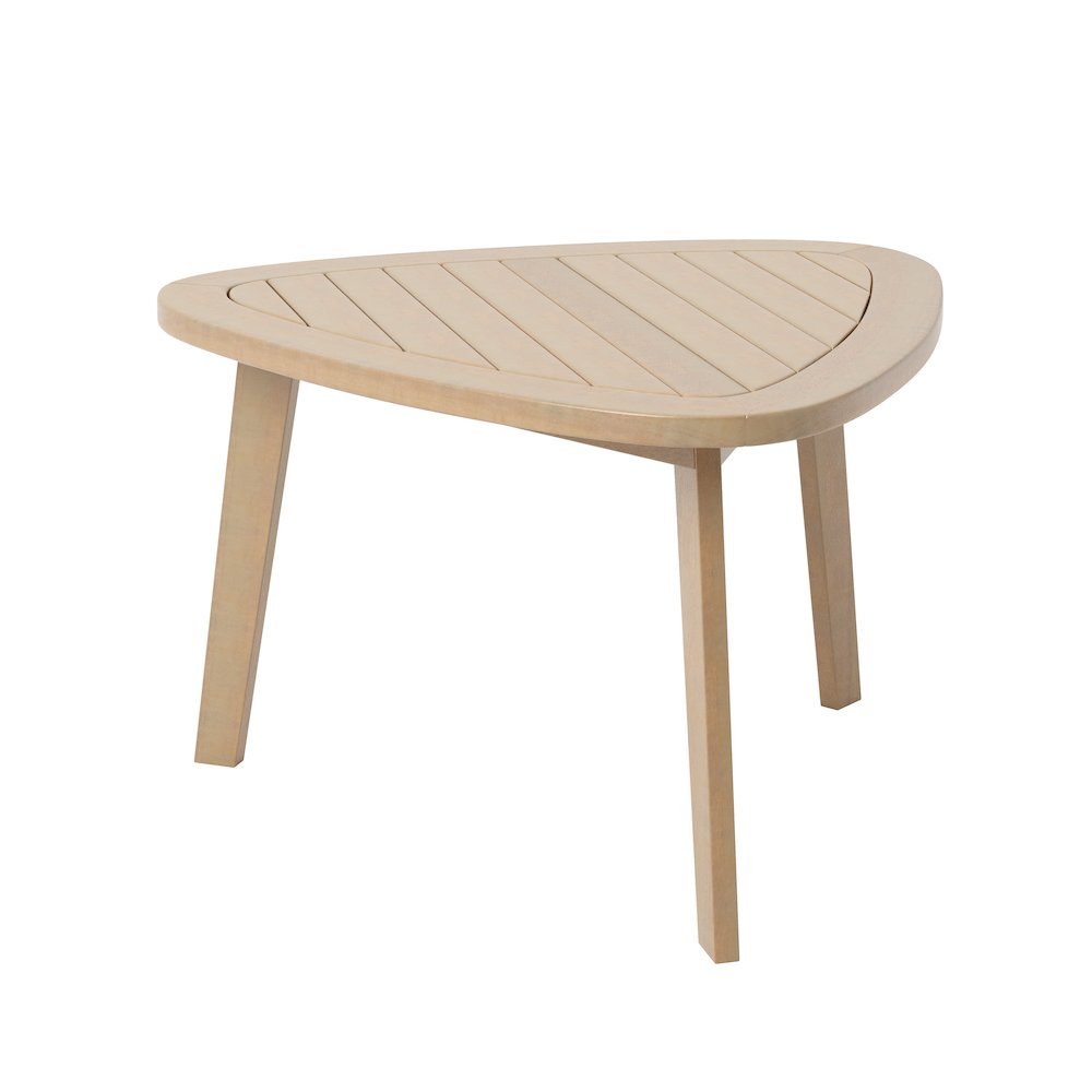 Solid Wood Patio End Table in Beige, Small Outdoor Table for Patios
