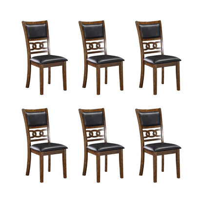 Gia Brown Wood Dining Chair with PU Seat (Set of 6)