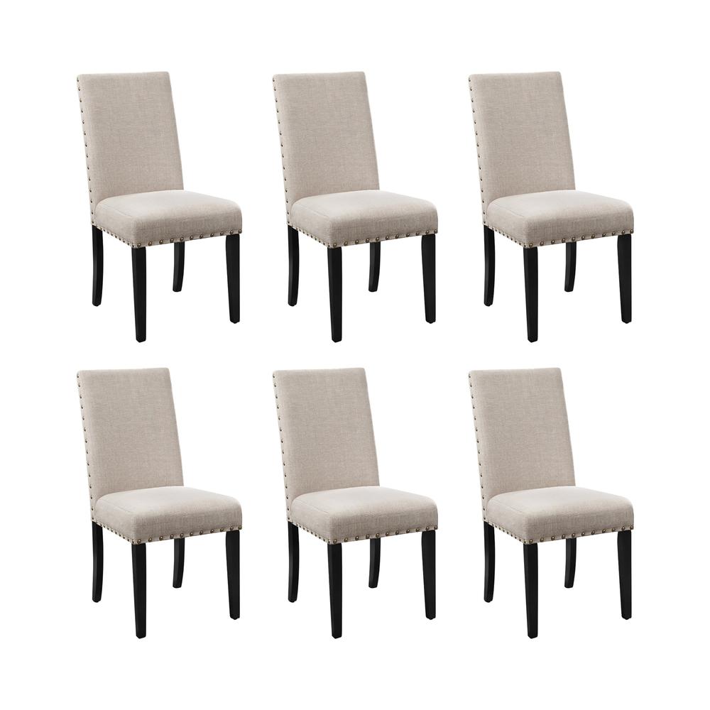 Crispin Natural Beige Solid Wood Dining Chair (Set of 6)