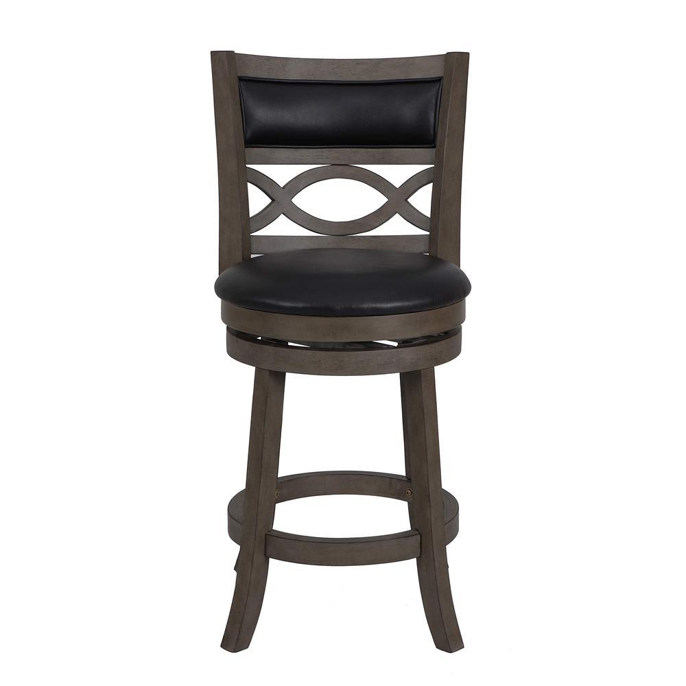 New Classic Manchester Gray Wood Swivel Counter Stool with PU Seat