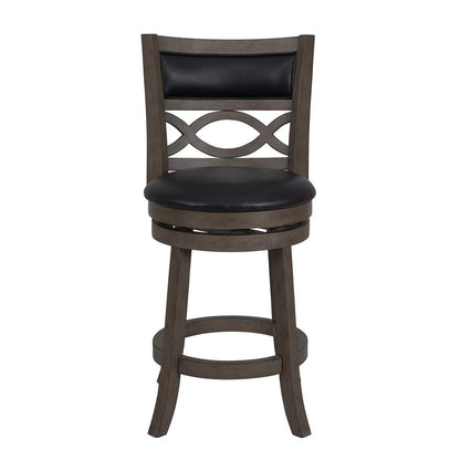 New Classic Manchester Gray Wood Swivel Counter Stool with PU Seat