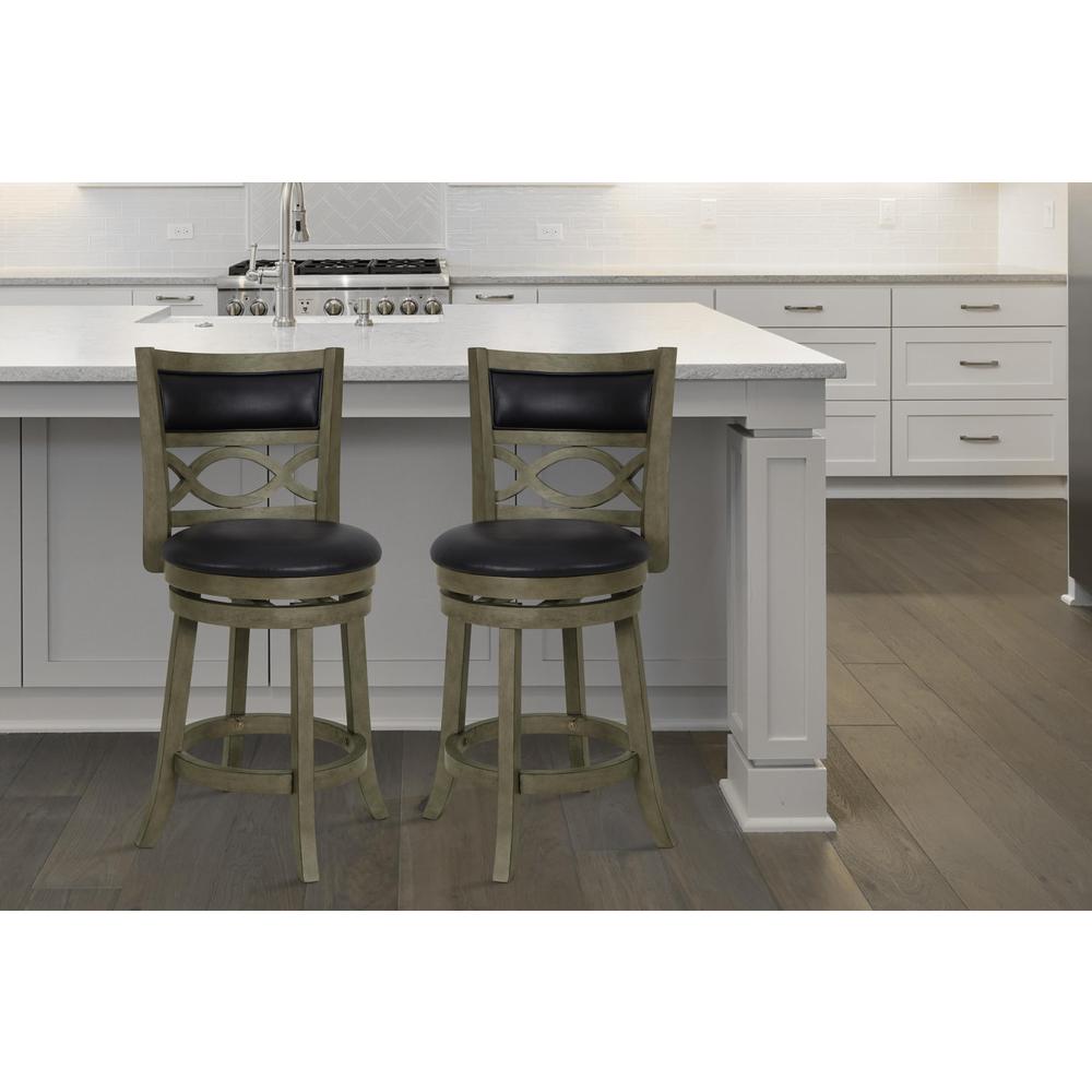 New Classic Manchester Gray Wood Swivel Counter Stool with PU Seat