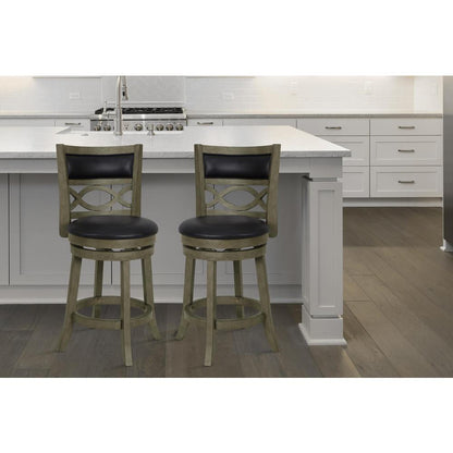 New Classic Manchester Gray Wood Swivel Counter Stool with PU Seat