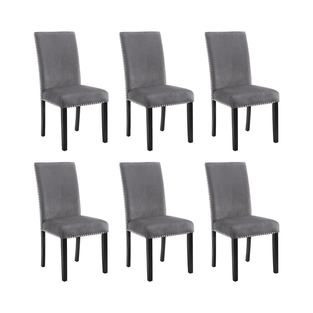 Celeste Gray Wood Upholstered Dining Chair (Set of 6)