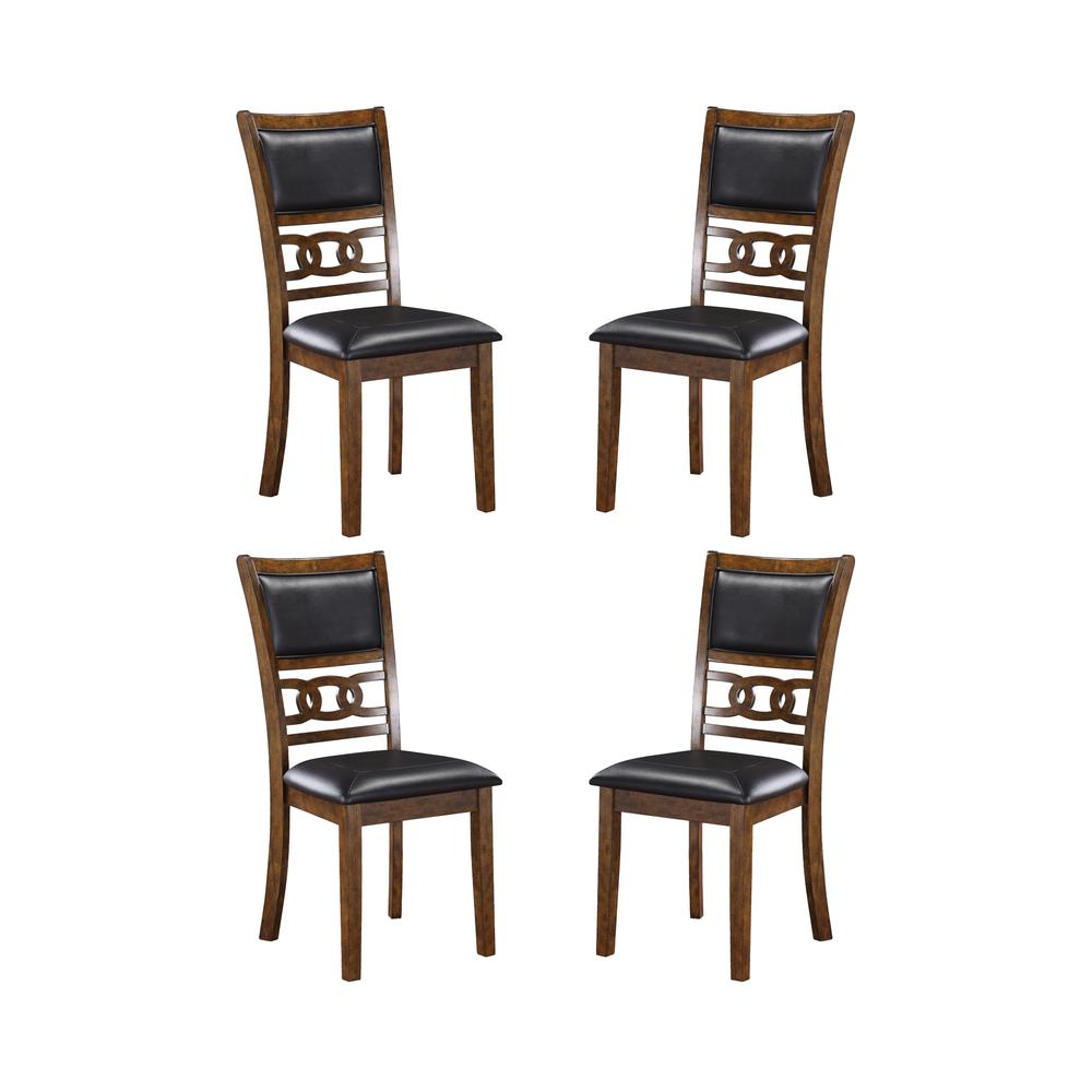 Gia Brown Wood Dining Chair with PU Seat (Set of 4)
