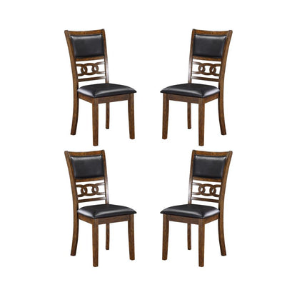 Gia Brown Wood Dining Chair with PU Seat (Set of 4)