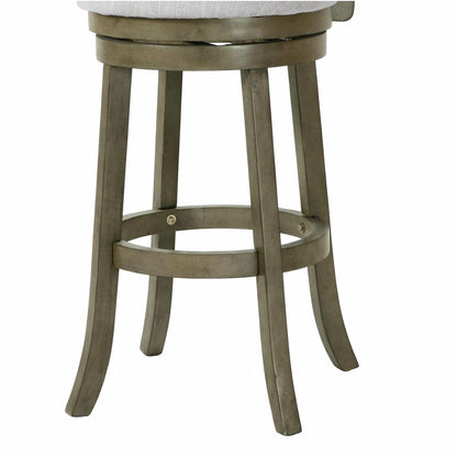 New Classic Manchester Gray Wood Swivel Bar Stool with Fabric Seat (Set of 2)