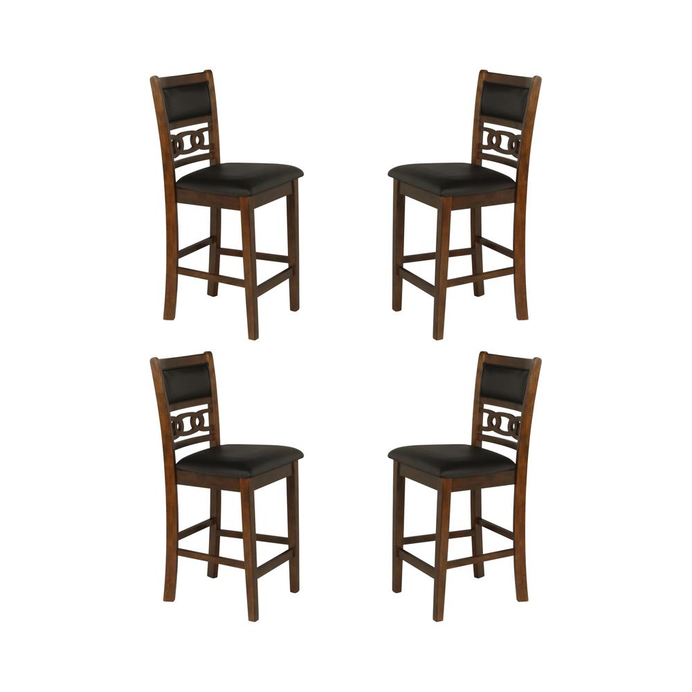 Gia Brown Wood Counter Chair with PU Seat (Set of 4)