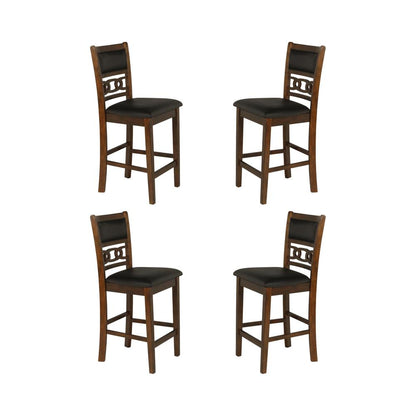 Gia Brown Wood Counter Chair with PU Seat (Set of 4)