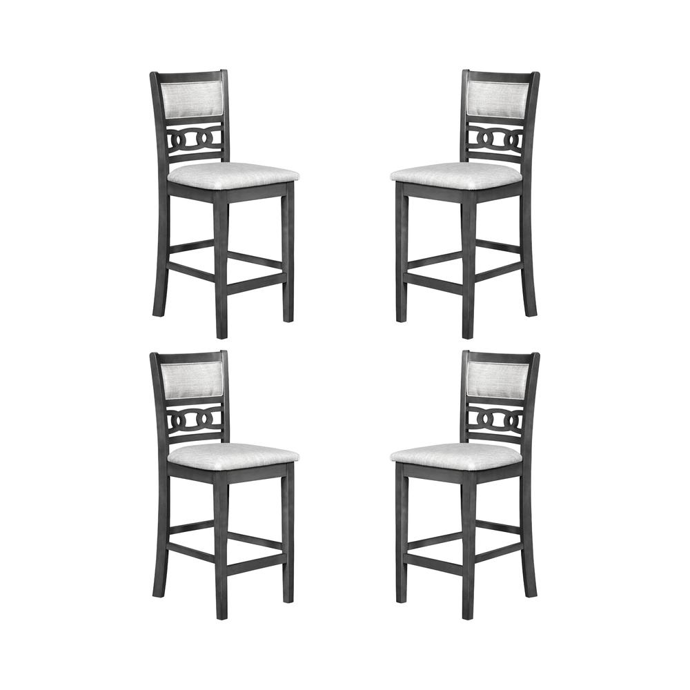 Gia Gray Wood Counter Chair with Fabric Seat (Set of 4)
