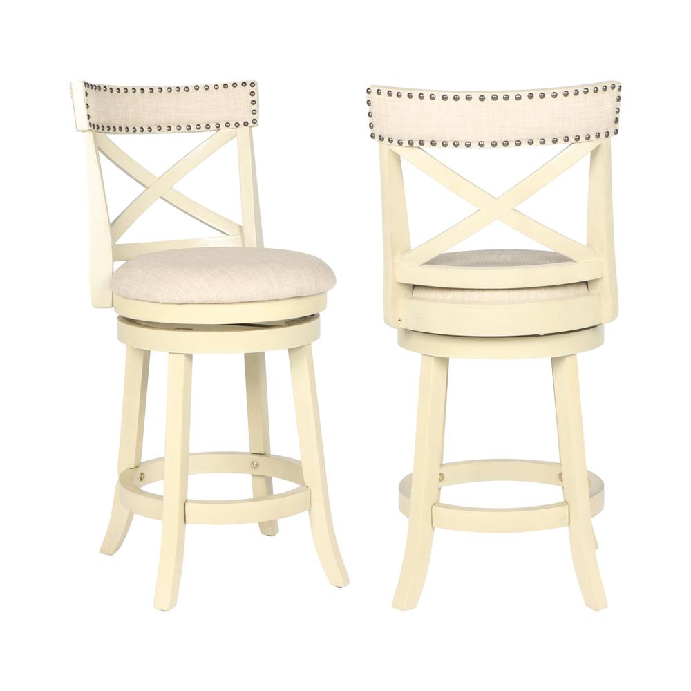 York White Solid Wood Swivel Counter Stool (Set of 2)