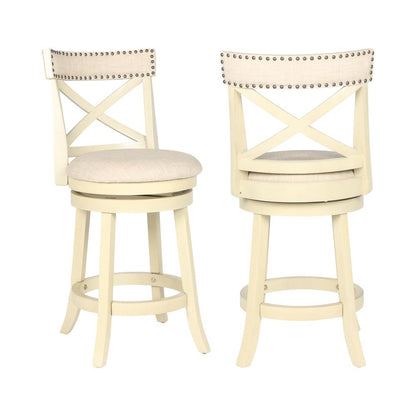 York White Solid Wood Swivel Counter Stool (Set of 2)