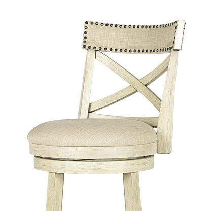 York White Solid Wood Swivel Counter Stool (Set of 2)