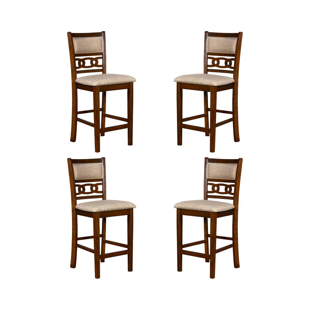 Gia Cherry Wood Counter Chair with Fabric Seat (Set of 4)
