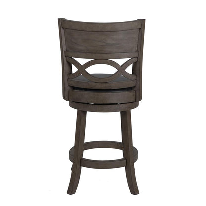 New Classic Manchester Gray Wood Swivel Counter Stool with PU Seat
